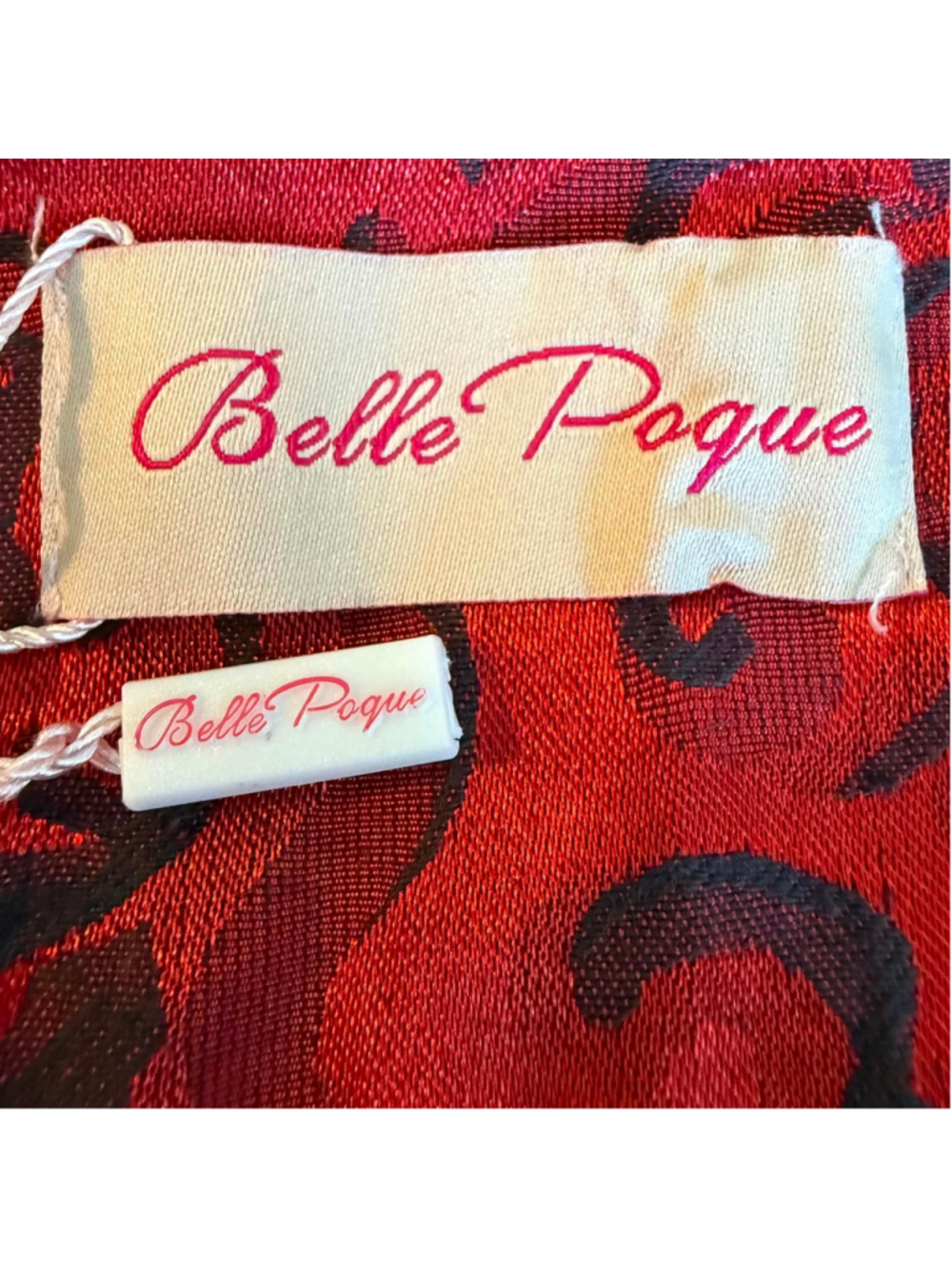 Belle Poque Red Black Brocade Corset Lace-Up Ruffled Maxi Skirt Gothic Victorian - Picture 8 of 13